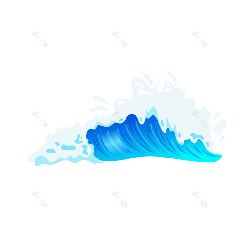 蓝色海浪图片,插画元素,水花PNG,蓝色免抠素材